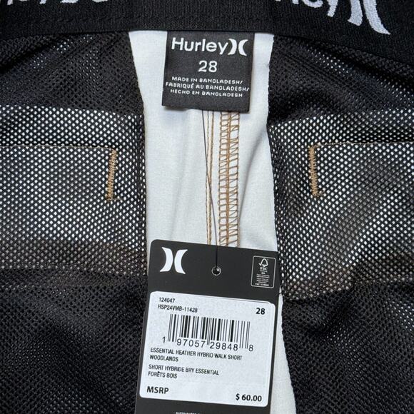 Hurley Essential Heather Hybrid Walk Short Size 28 Woodlands Brown NWT - Picture 4 of 7